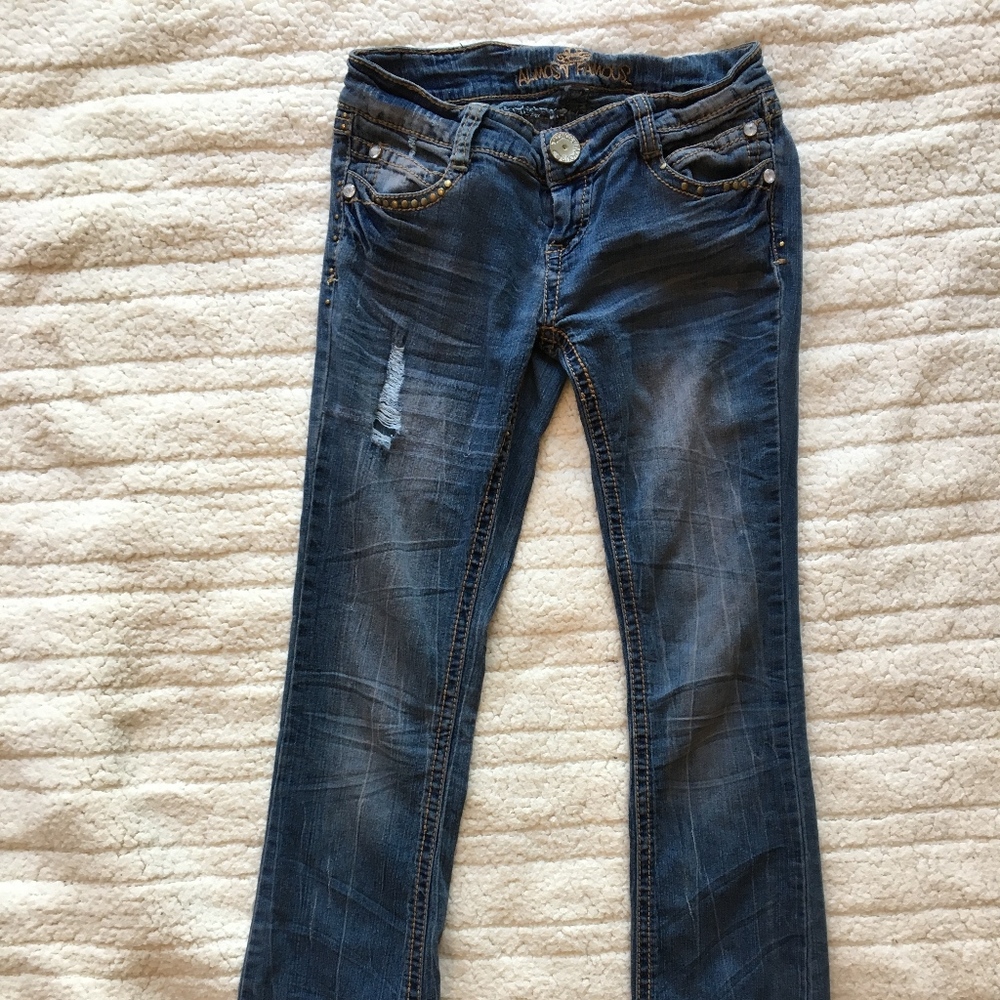 Almost Famous worn-look super-hip low flare sz1